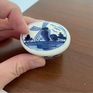 Mini Lidded Delft Trinket Storage Windmill